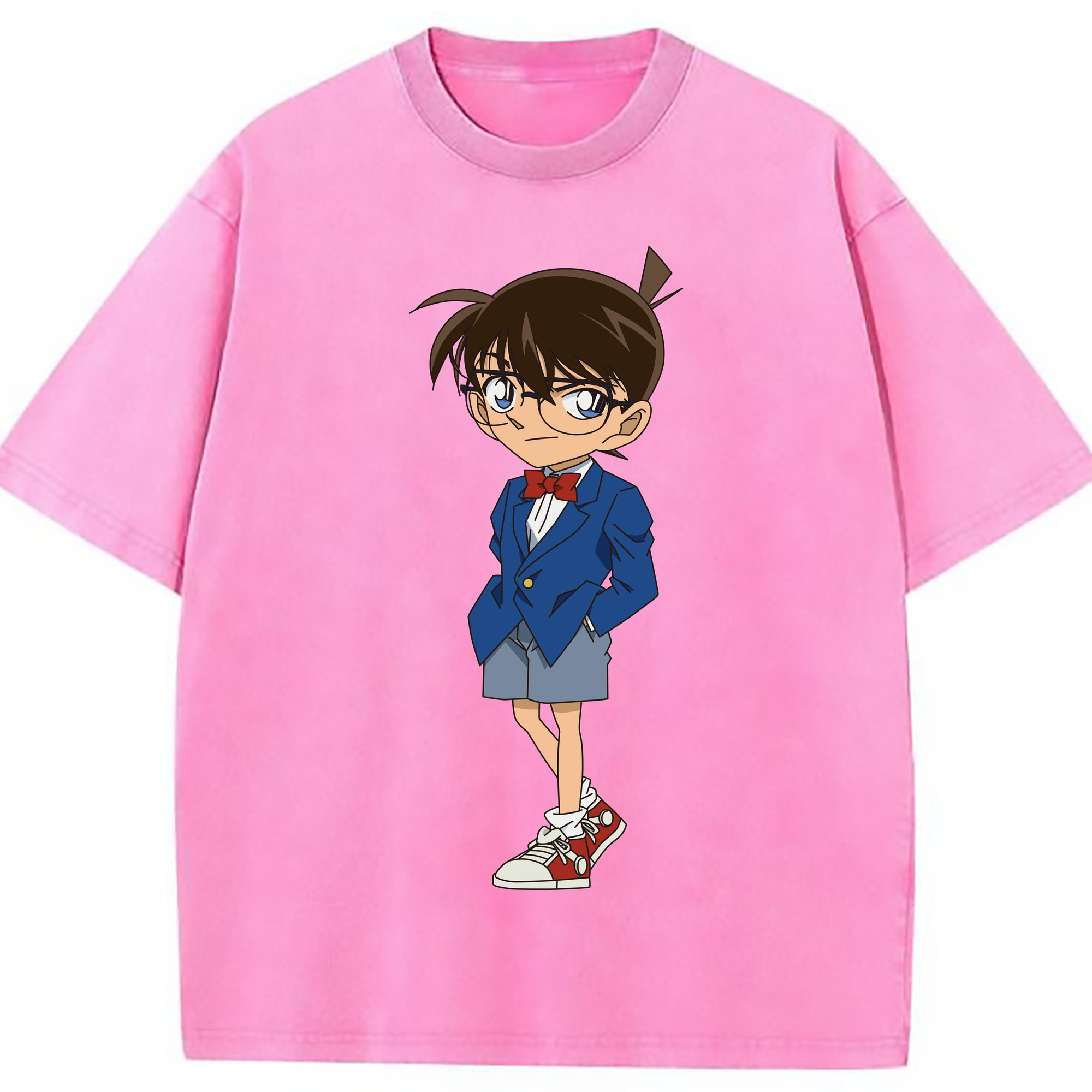 （画像用） 名探偵コナン 江戸川 コナン Detective Conan Conan Edogawa 綿100% ヴィンテージ風 半袖Tシャツ（フロントプリント）